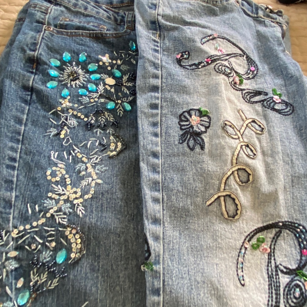 Two pairs of Embellished Jeans
